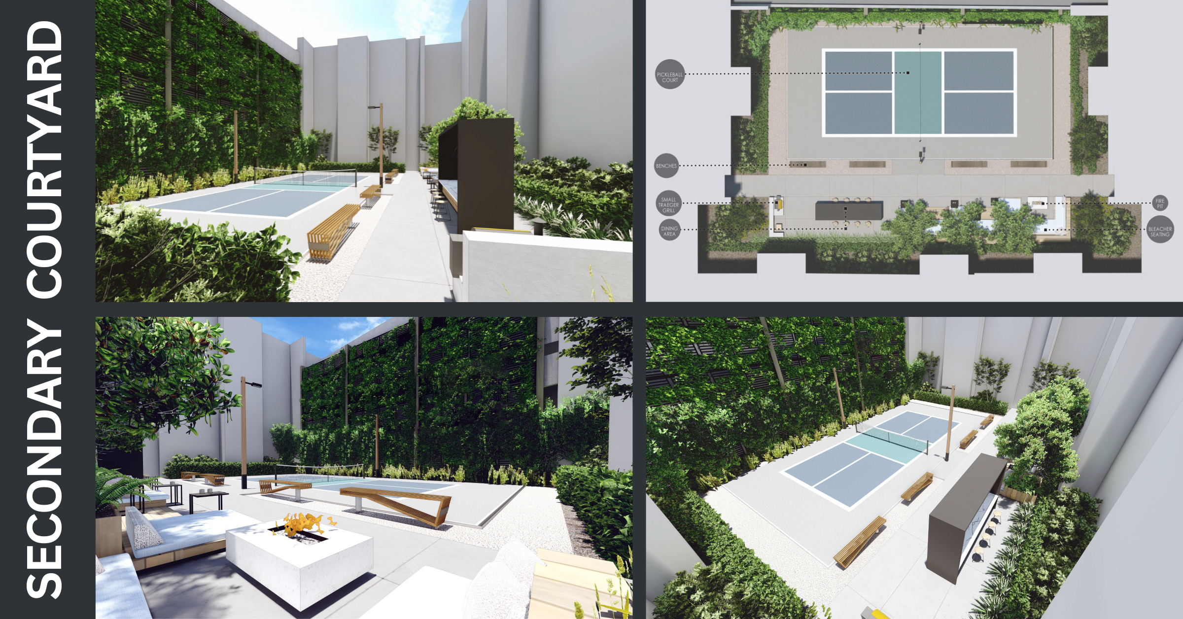 Rendering Images of Secondary Courtyard - Pickle ball Court at Apartment